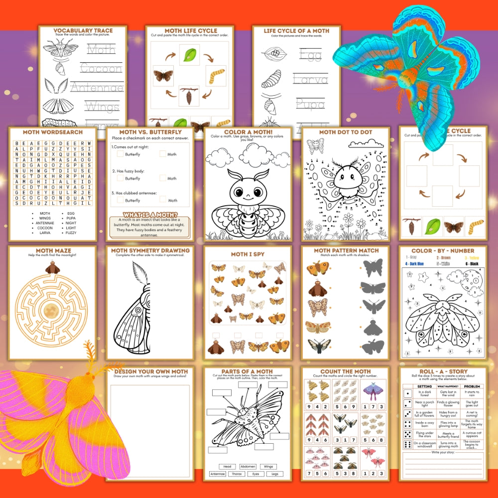 PLR Moth Life Cycle and Activity Bundle