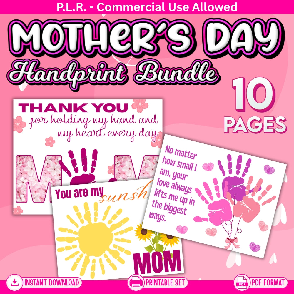 PLR Printable Mother's Day Handprint Bundle
