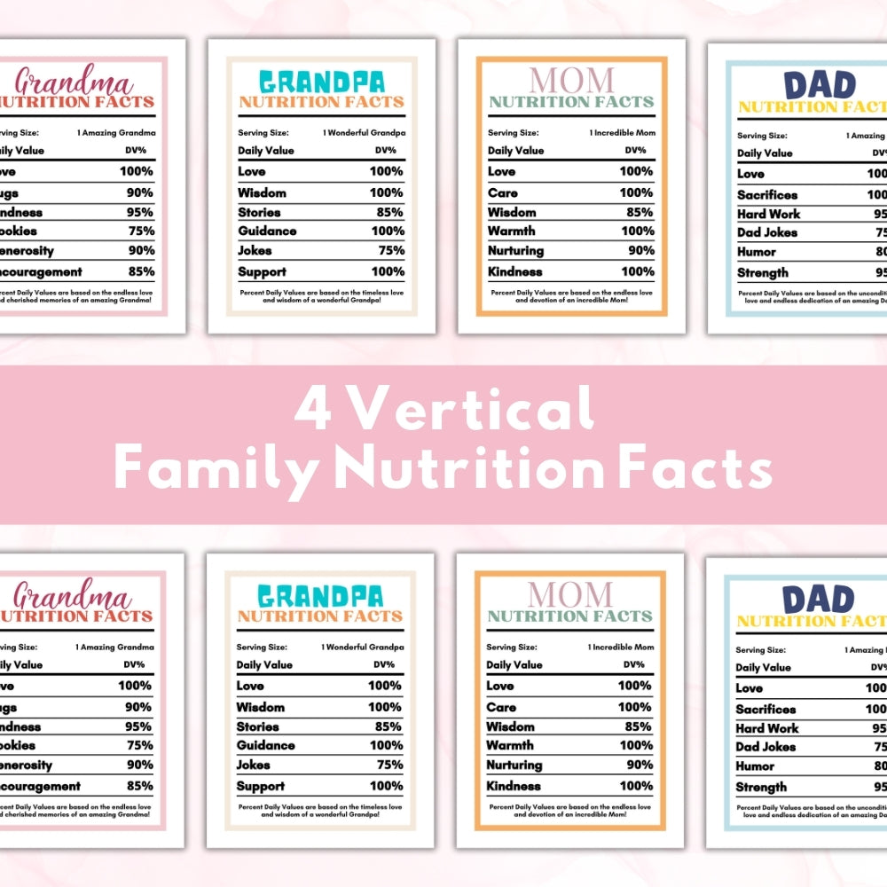 PLR Family Nutritional Fact Labels