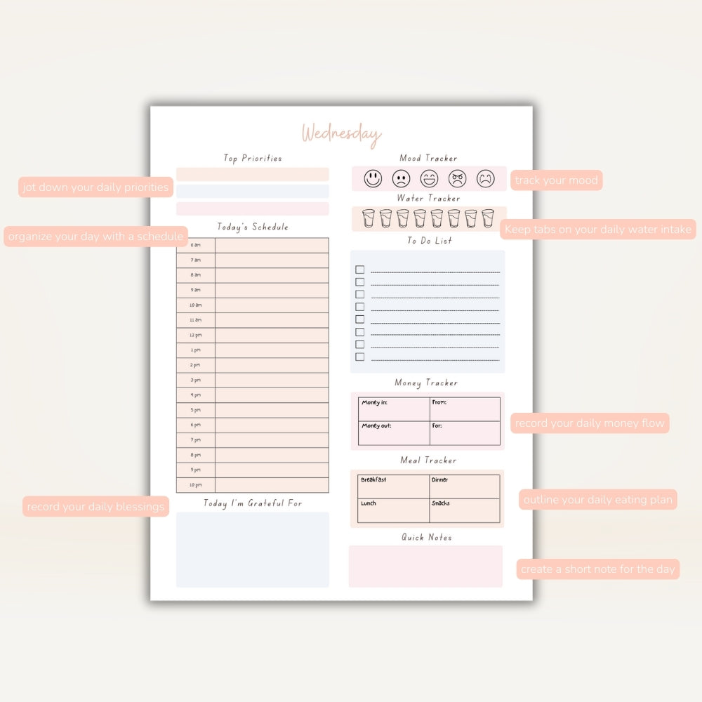 PLR Peach 7 Day Planner Pack