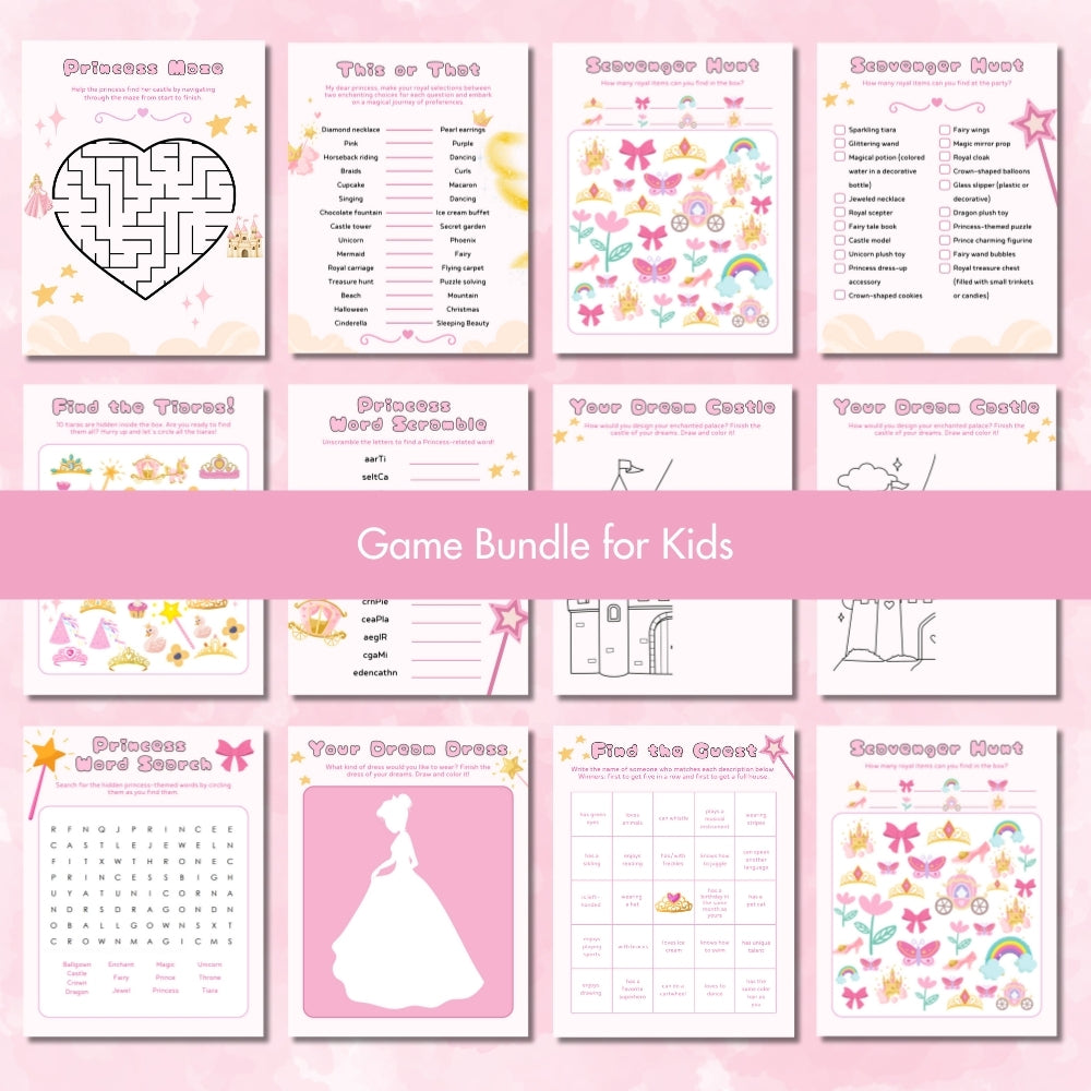 PLR Princess Birthday Party Game Bundle