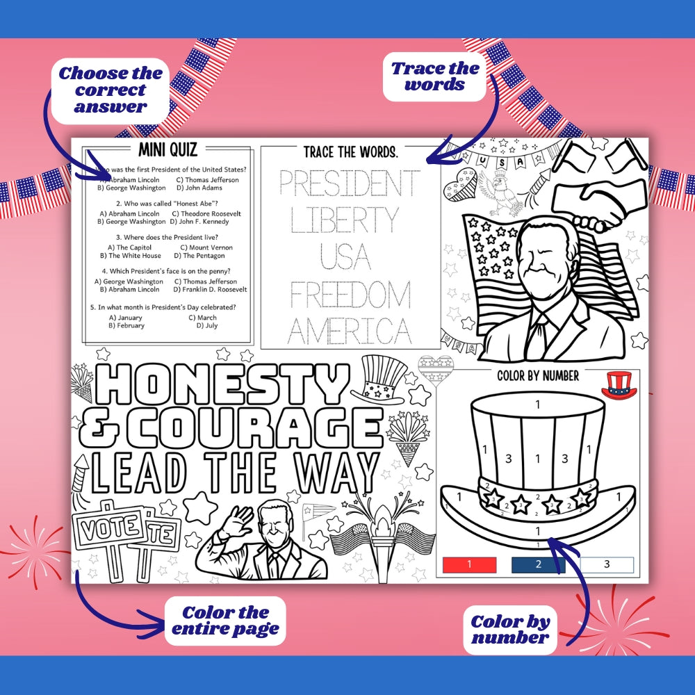 PLR President's Day Activity Placemats