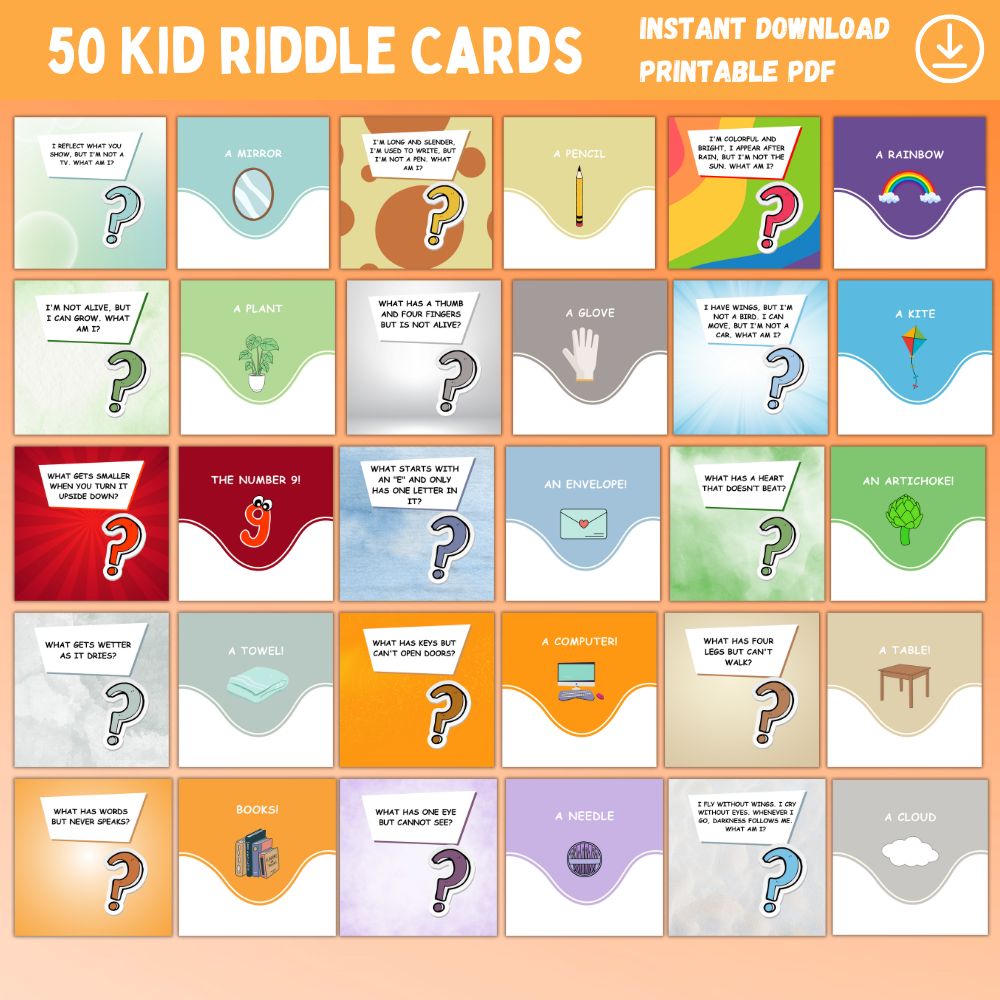 PLR 50 Kid Riddle Cards