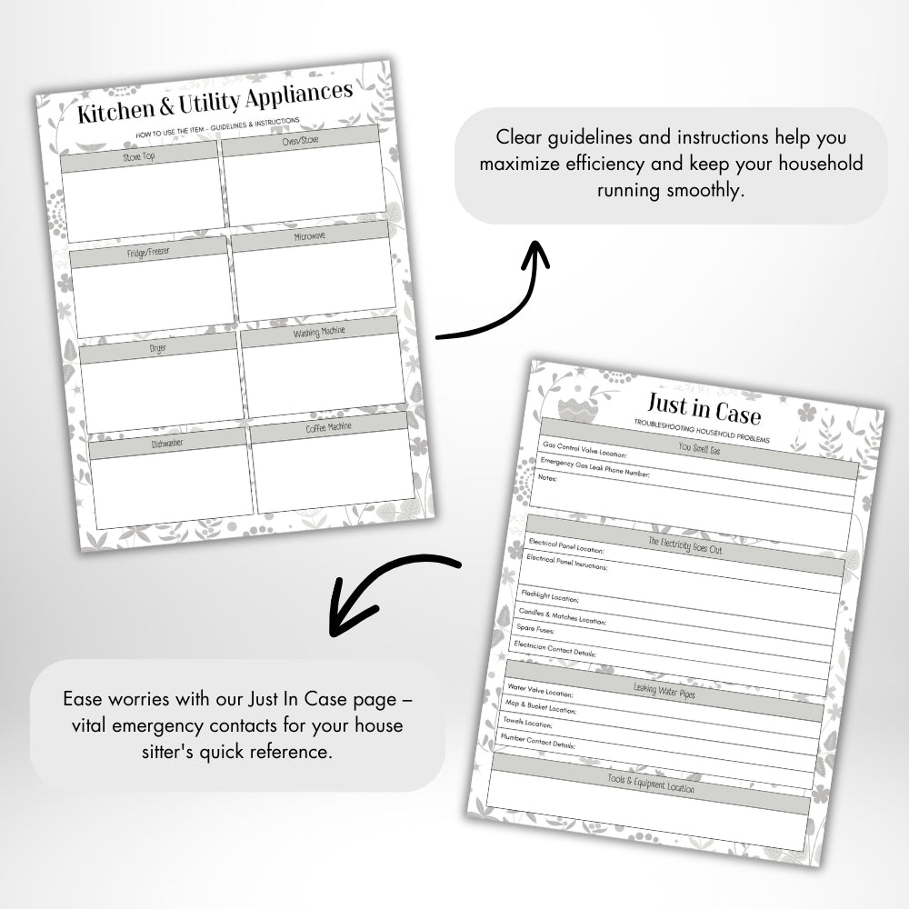 PLR Black and White House Sitter Planner