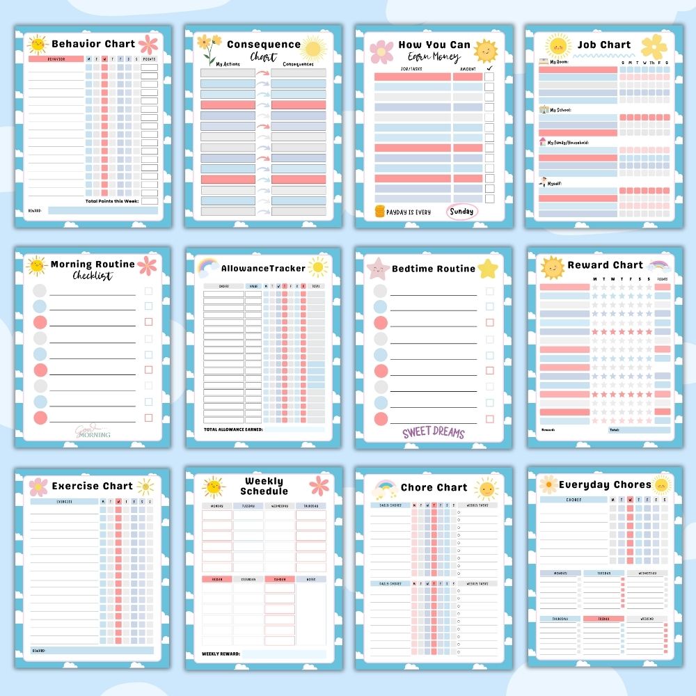 PLR Blue Kids Chore Chart