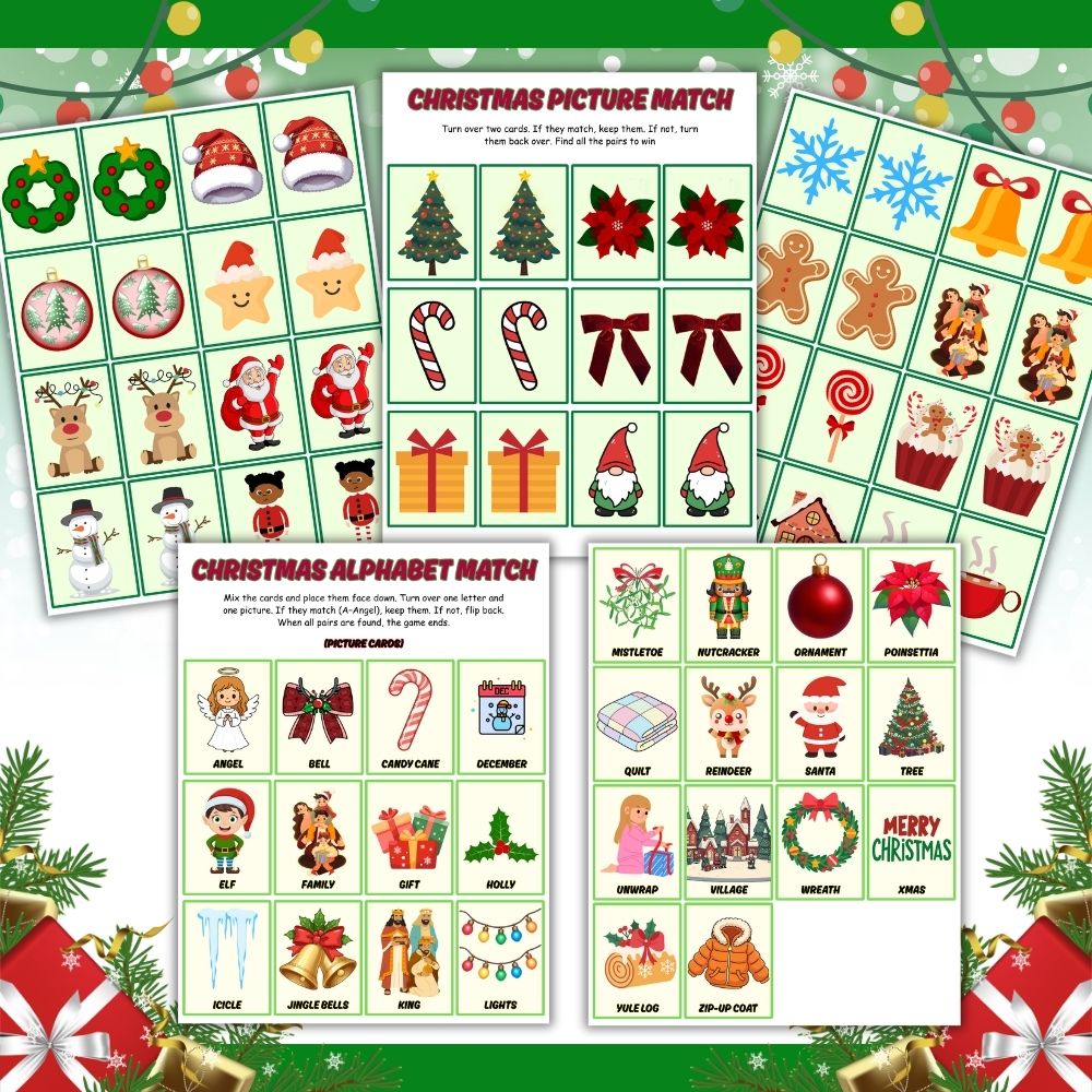 PLR Printable Christmas Memory Games