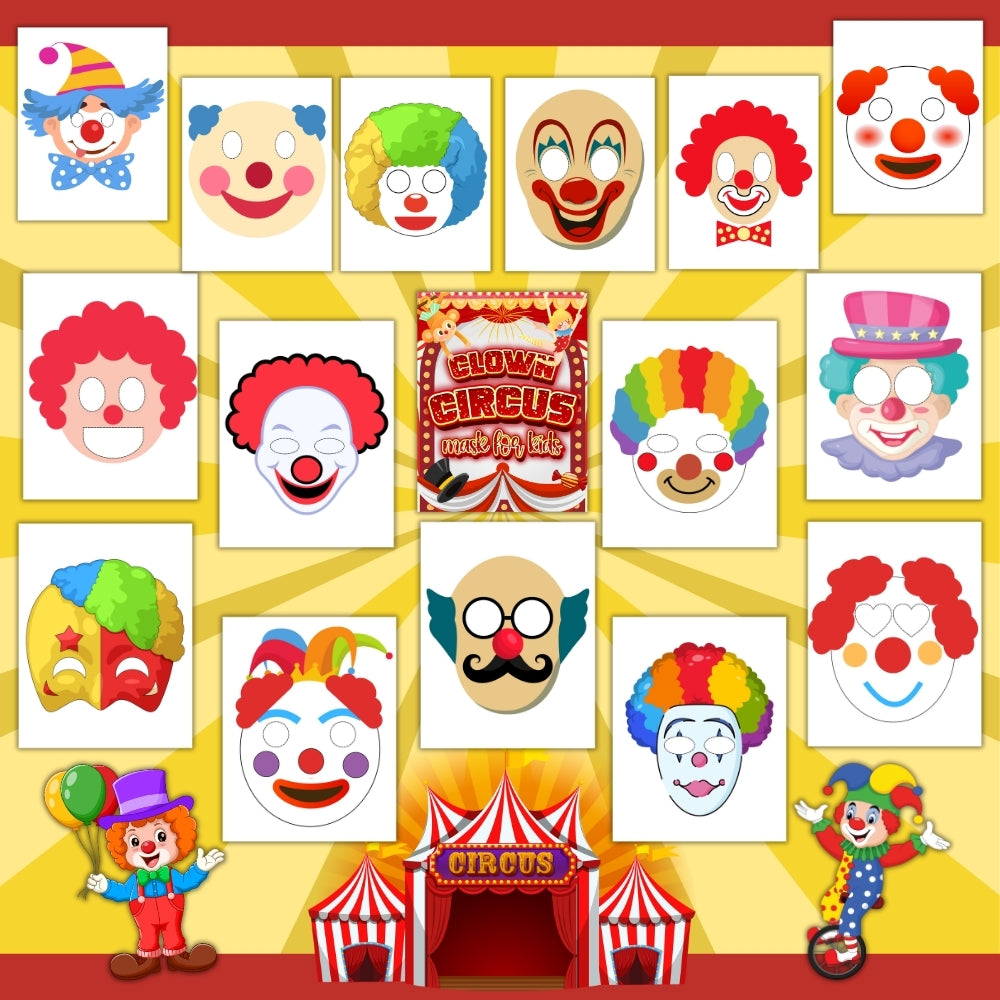 PLR Printable Clown/Circus Masks for Kids