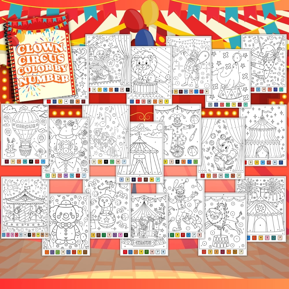 PLR Printable Clown/Circus Color by Number