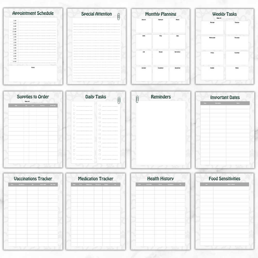 PLR Gray Dog Walker Planner