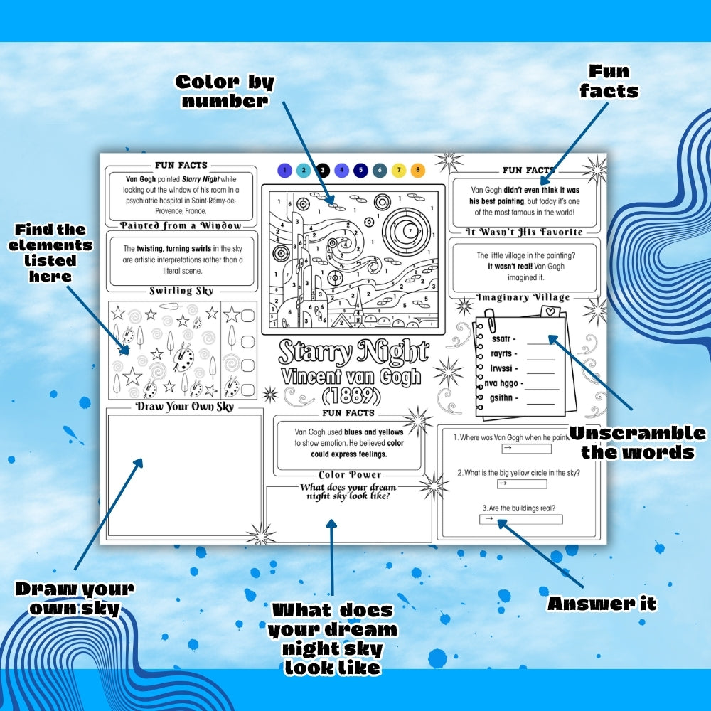 PLR Printable Famous Work of Art Placemats
