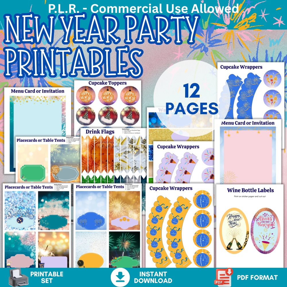 PLR New Year Party Printables plrprintablesstore