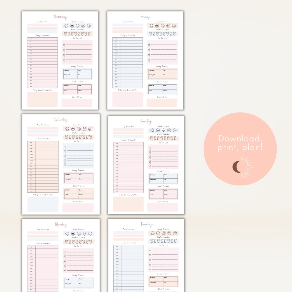 PLR Peach 7 Day Planner Pack