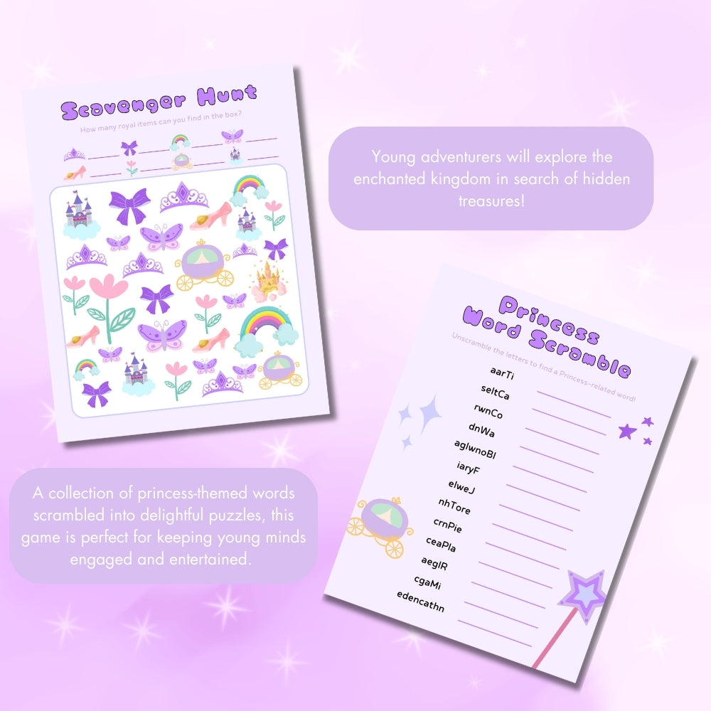 PLR Purple Princess Birthday Party Game Bundle