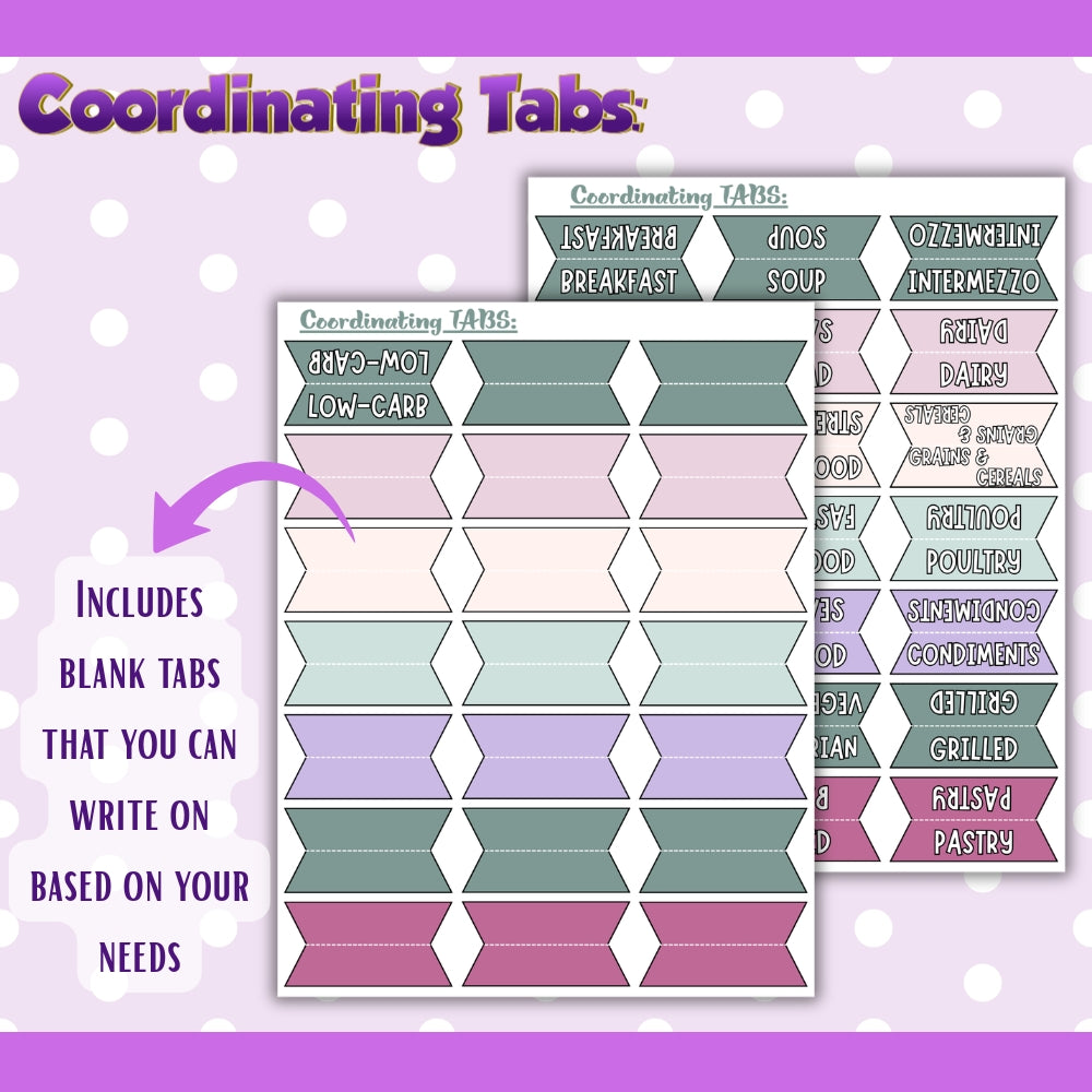 PLR Printable Recipe Cards Purple/Green