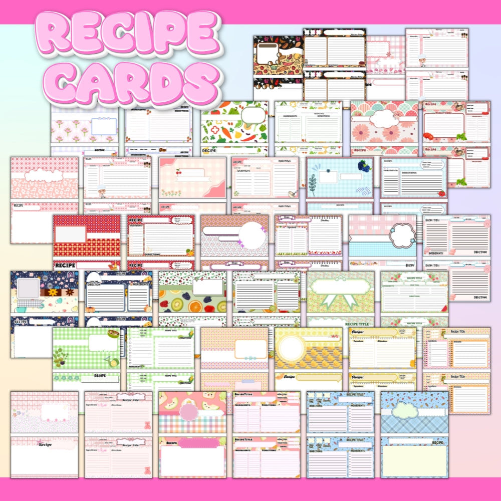 PLR Printable Recipe Cards Variety Pack