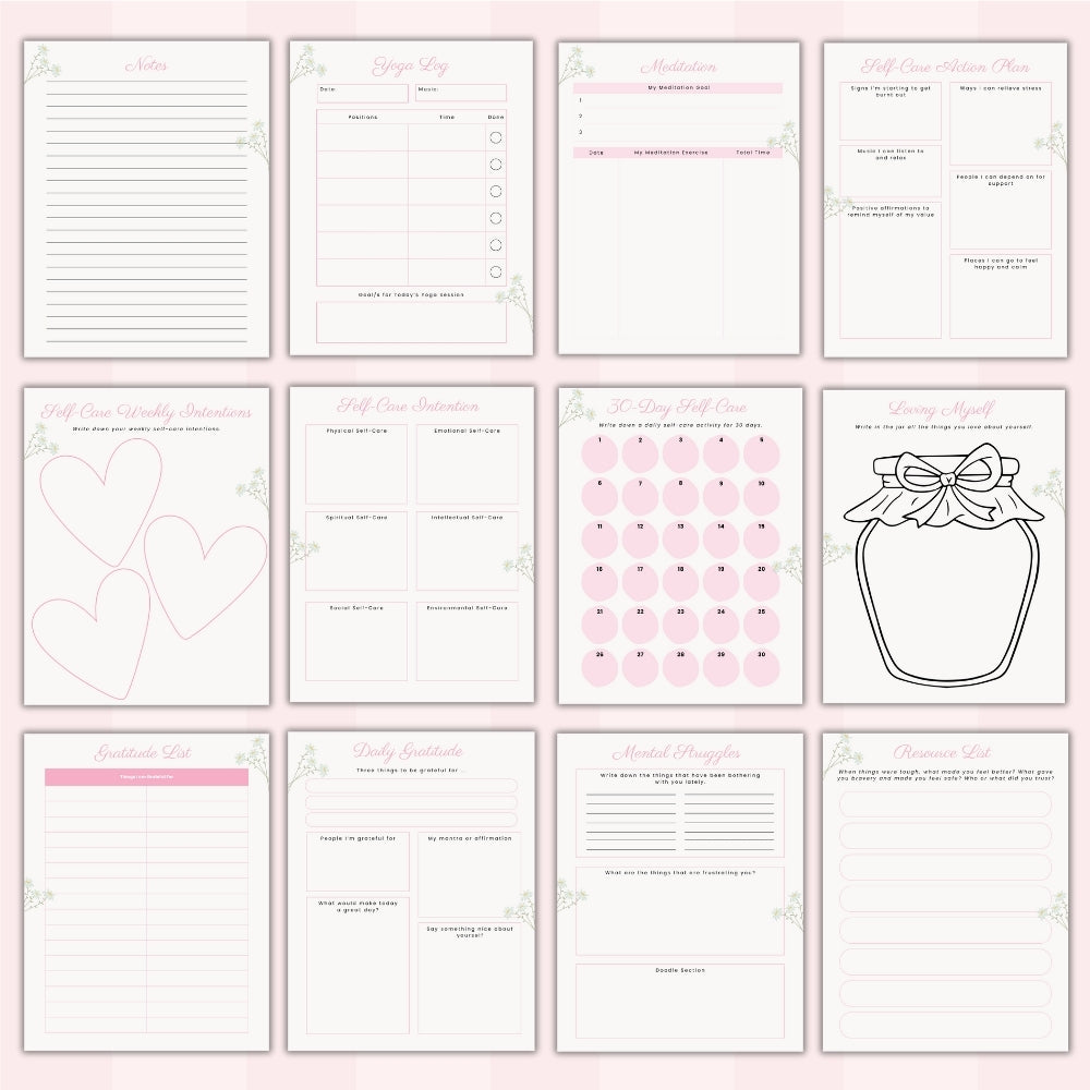 PLR Self-Care Worksheet Set