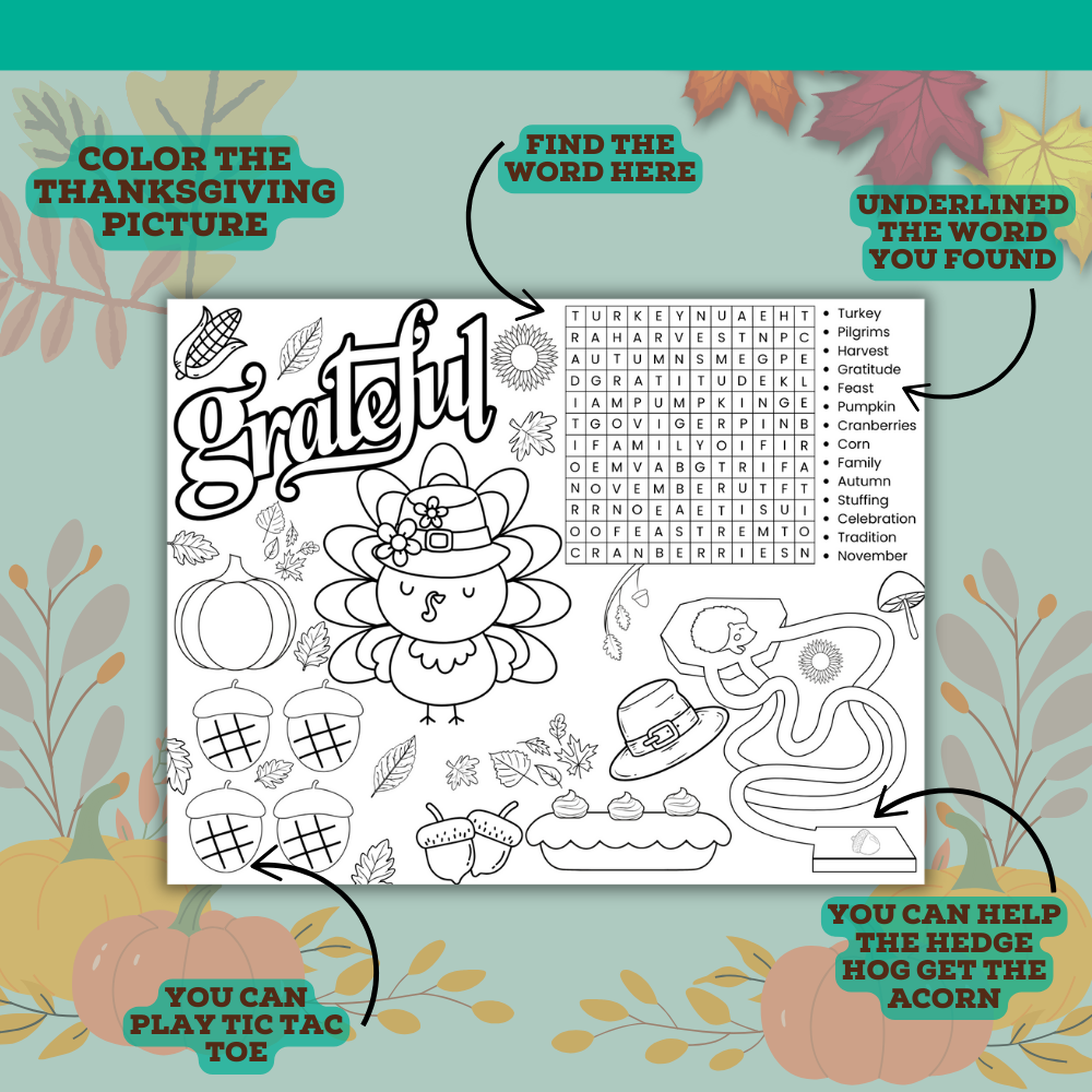 PLR Thanksgiving Placemats