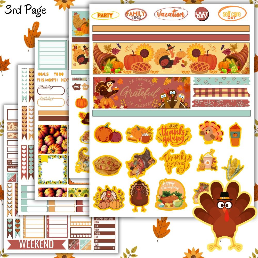 PLR Thanksgiving Planner Stickers