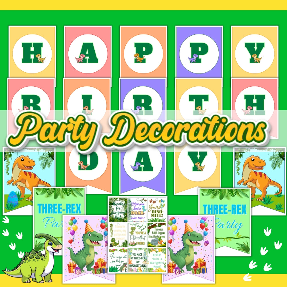 PLR Printable Three Rex Birthday Party Bundle