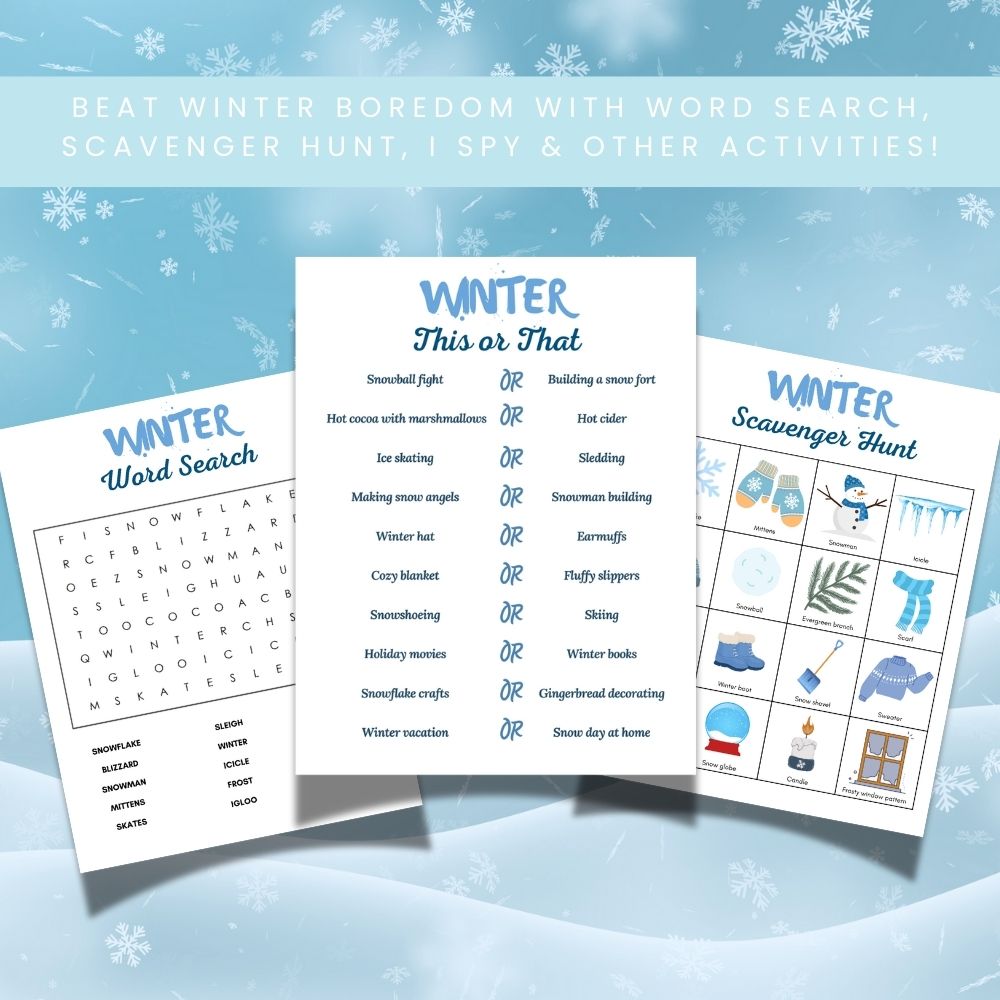 PLR Printable Winter Boredom Buster Pack