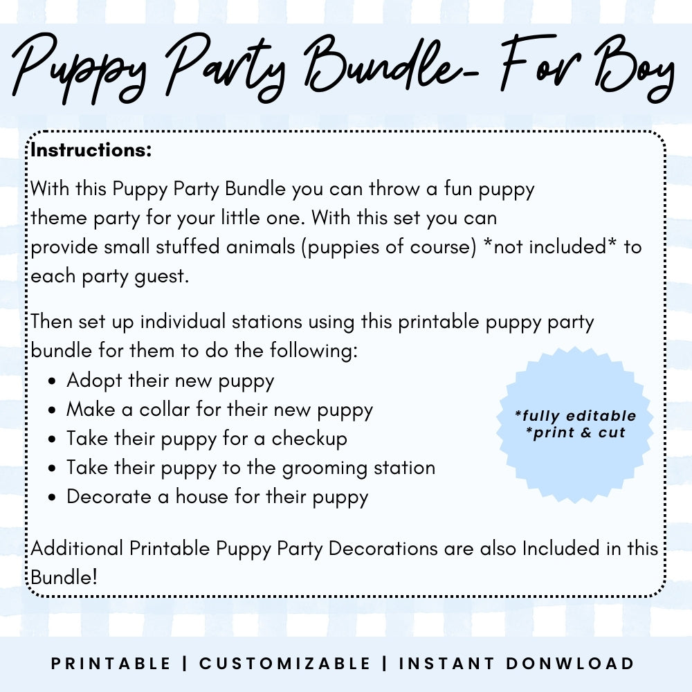 PLR Puppy Party Bundle for Boy
