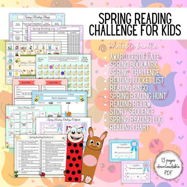 PLR Spring Break Reading Challenge plrprintablesstore