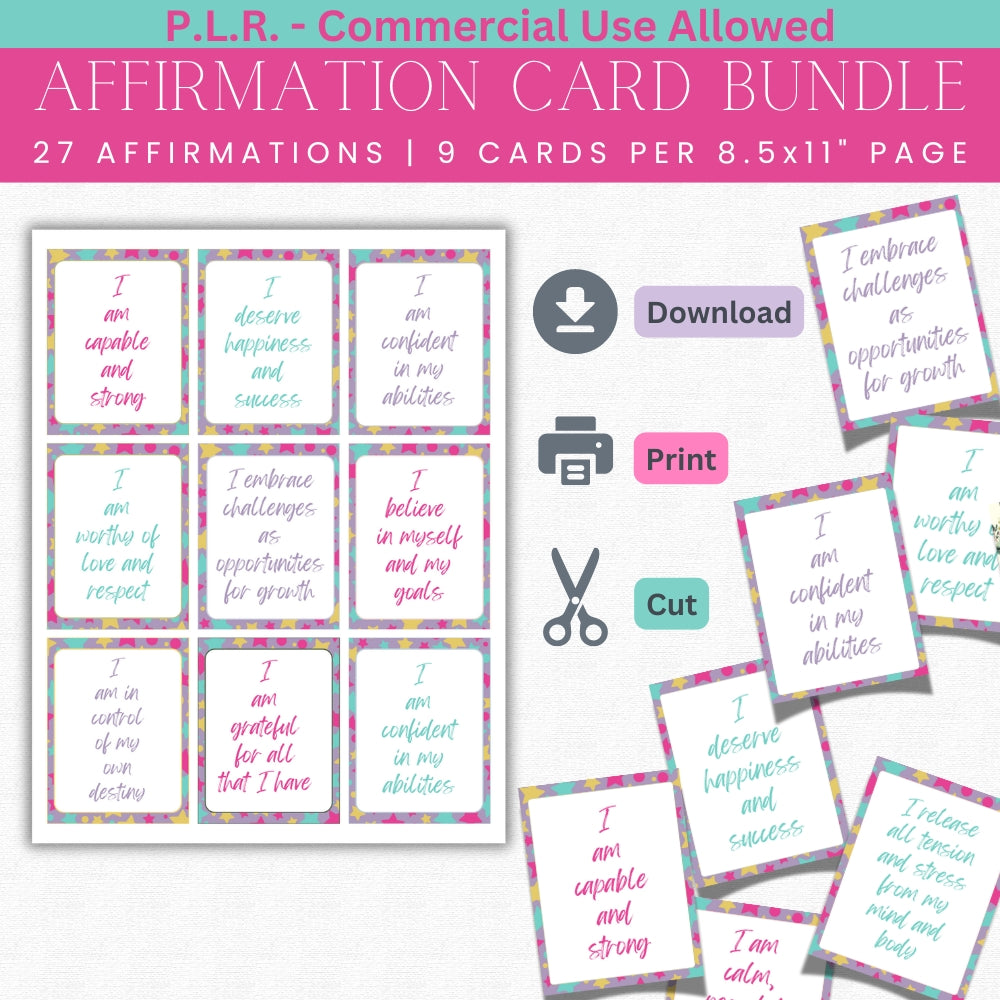 PLR Affirmation Card Bundle Stars Design