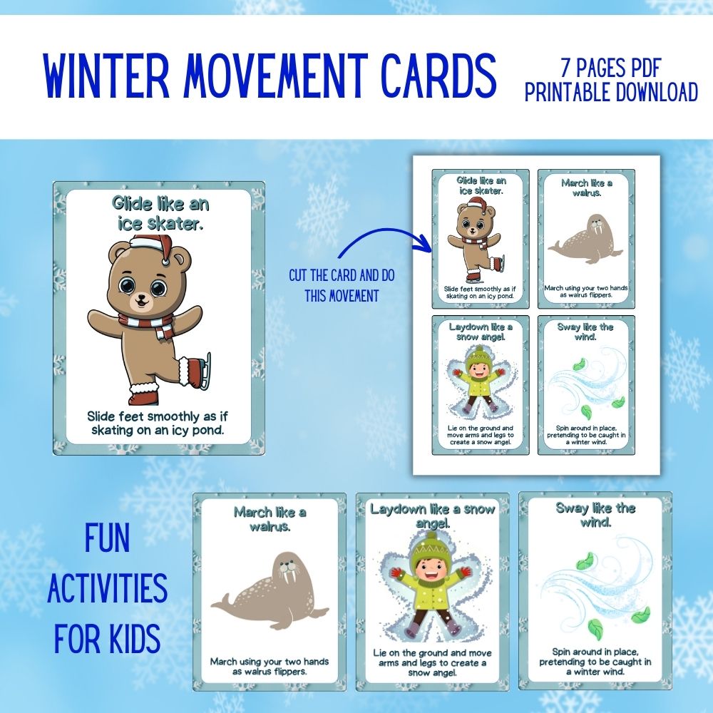 PLR Winter Movement Cards for Kids