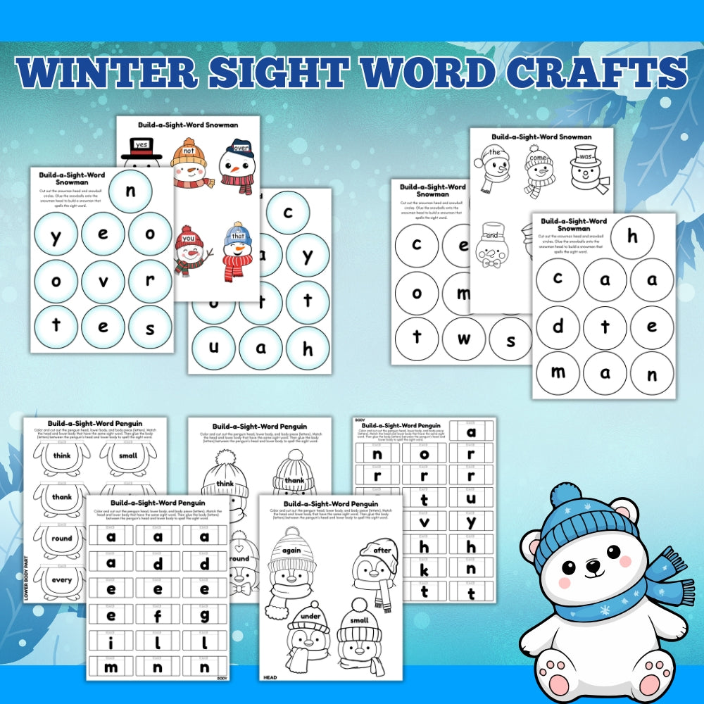 PLR Winter Sight Word Crafts