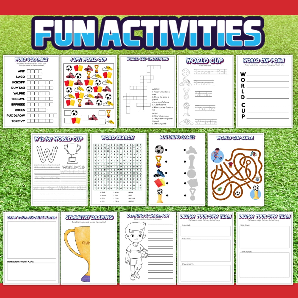 PLR Printable World Cup Activity Bundle