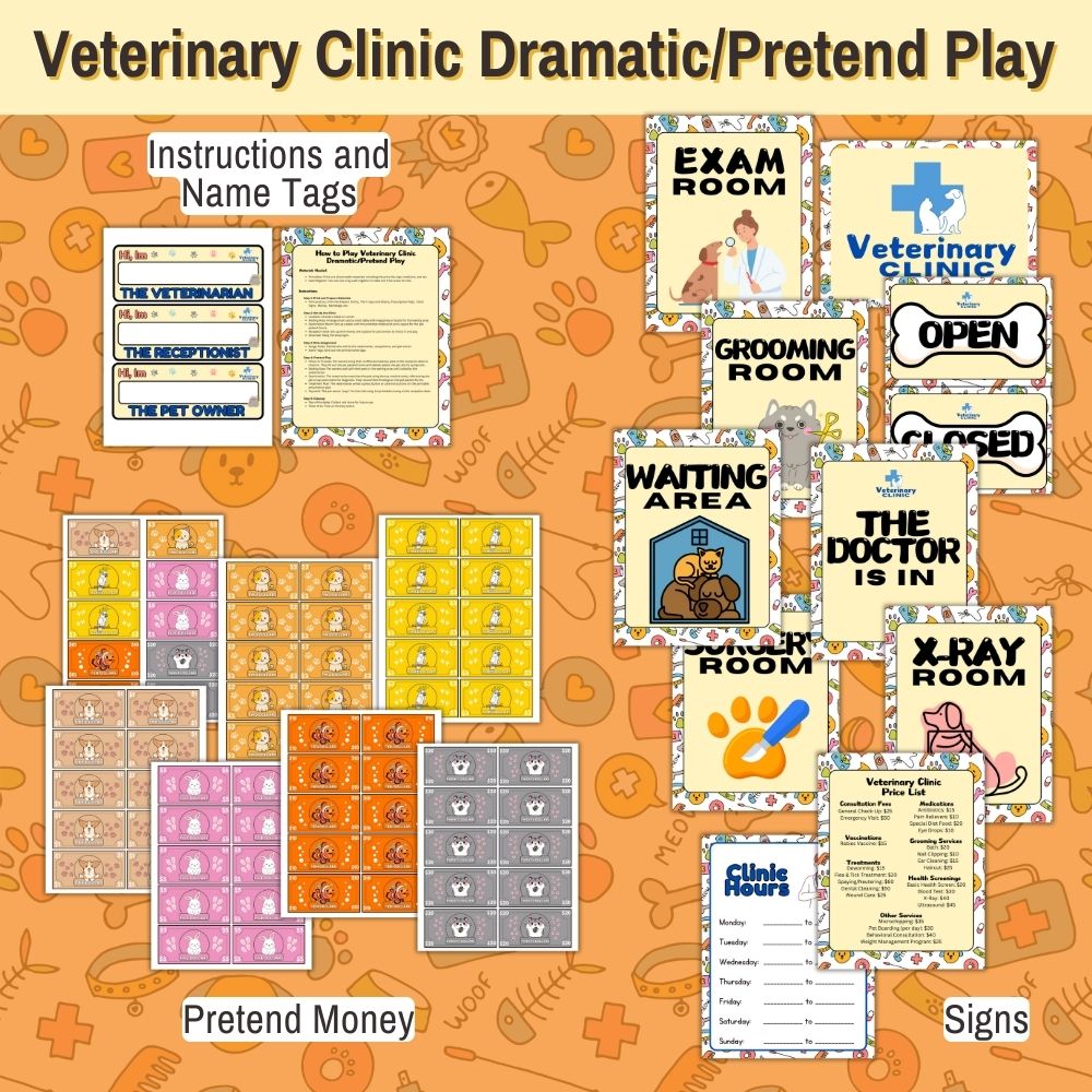 PLR Veterinary Clinic Pretend Play Printables Set