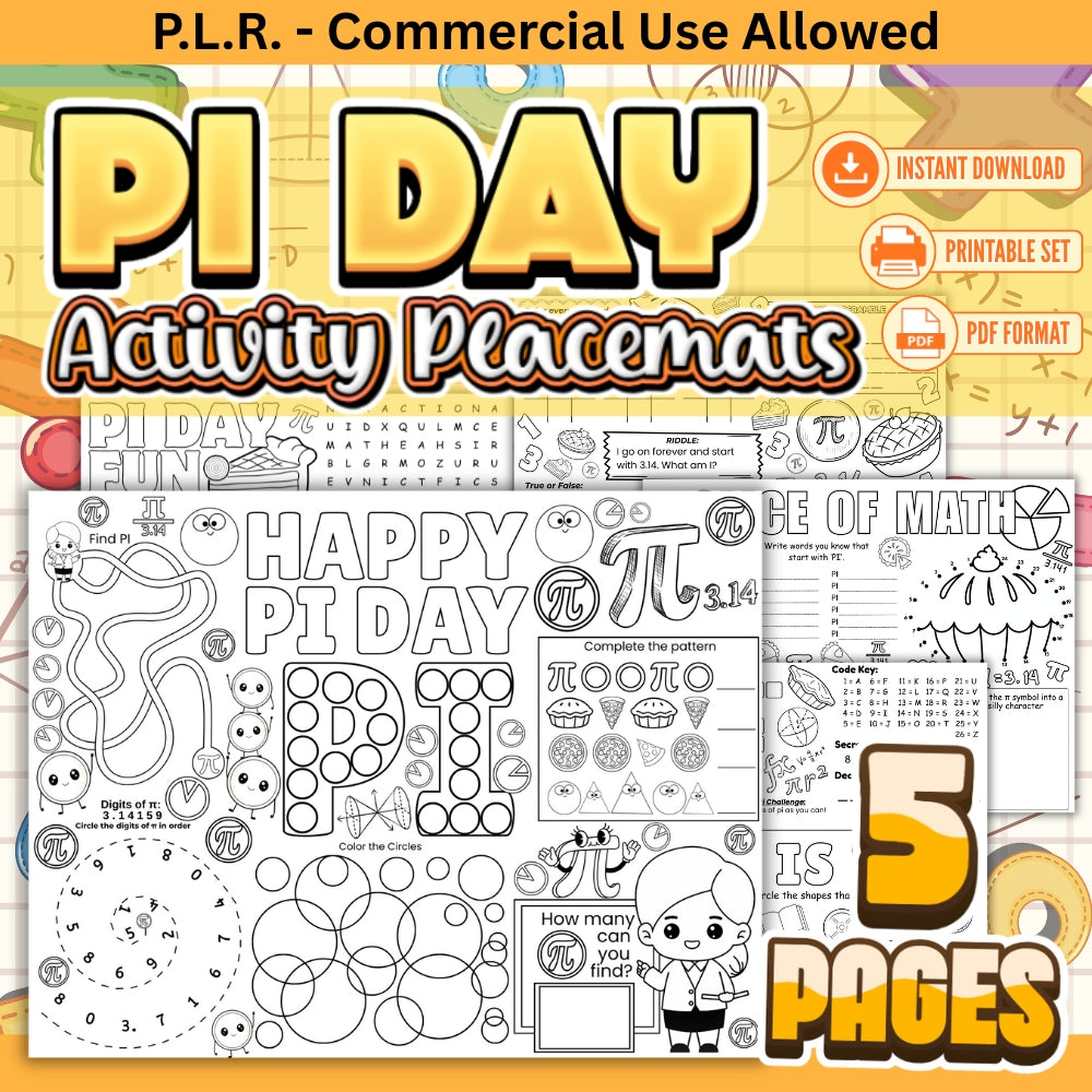 PLR PI Day Activity Placemats