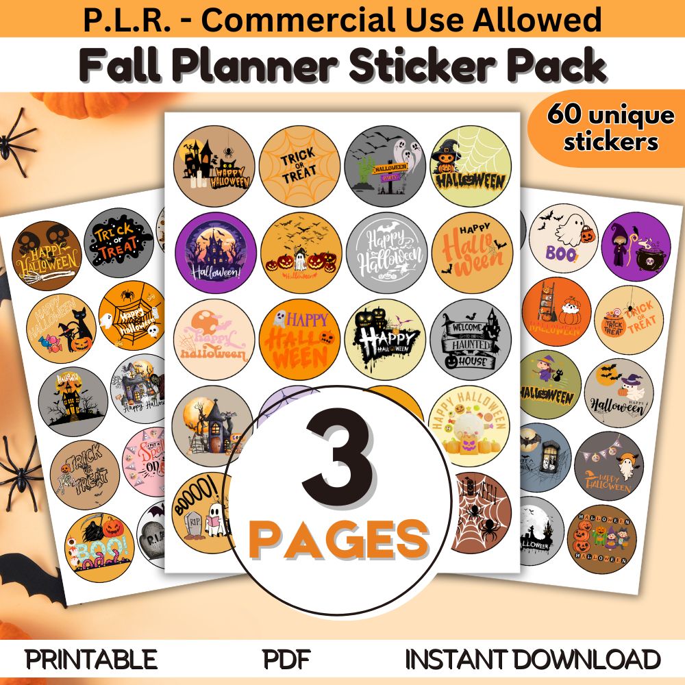 PLR 2 Inch Round Halloween Stickers