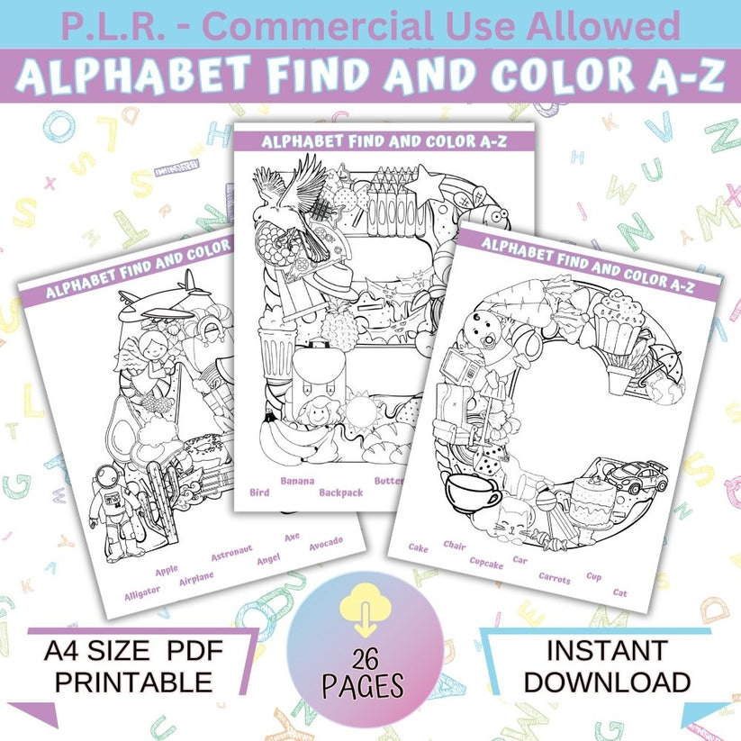 PLR Alphabet Find & Color A-Z – plr-printables-store