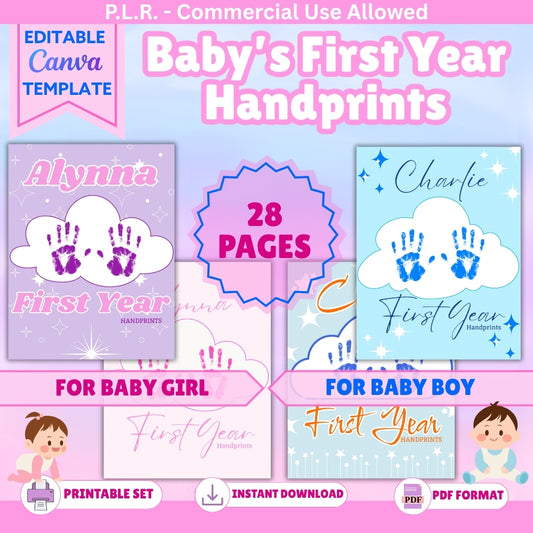 PLR Baby's First Year Handprints
