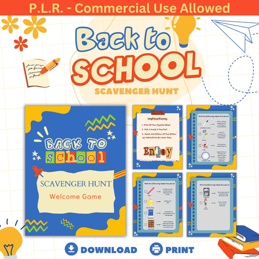 PLR Back to School Scavenger Hunt