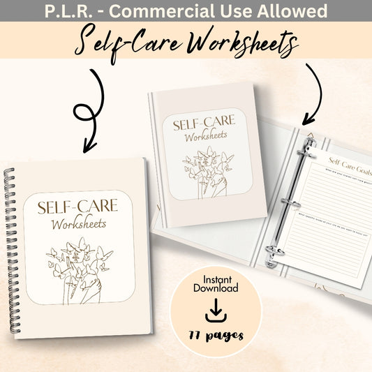 PLR Beige Self-Care Worksheet Set