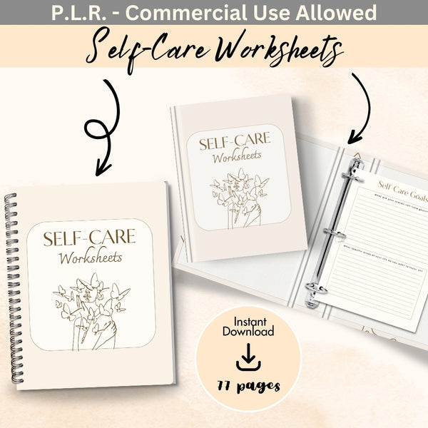 PLR Beige Self-Care Worksheet Set – plr-printables-store