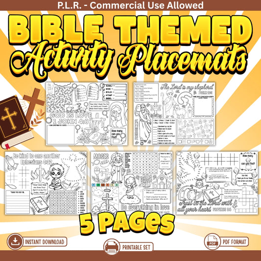 PLR Printable Bible Themed Activity Placemats