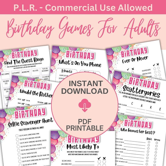 PLR Birthday Games for Adults