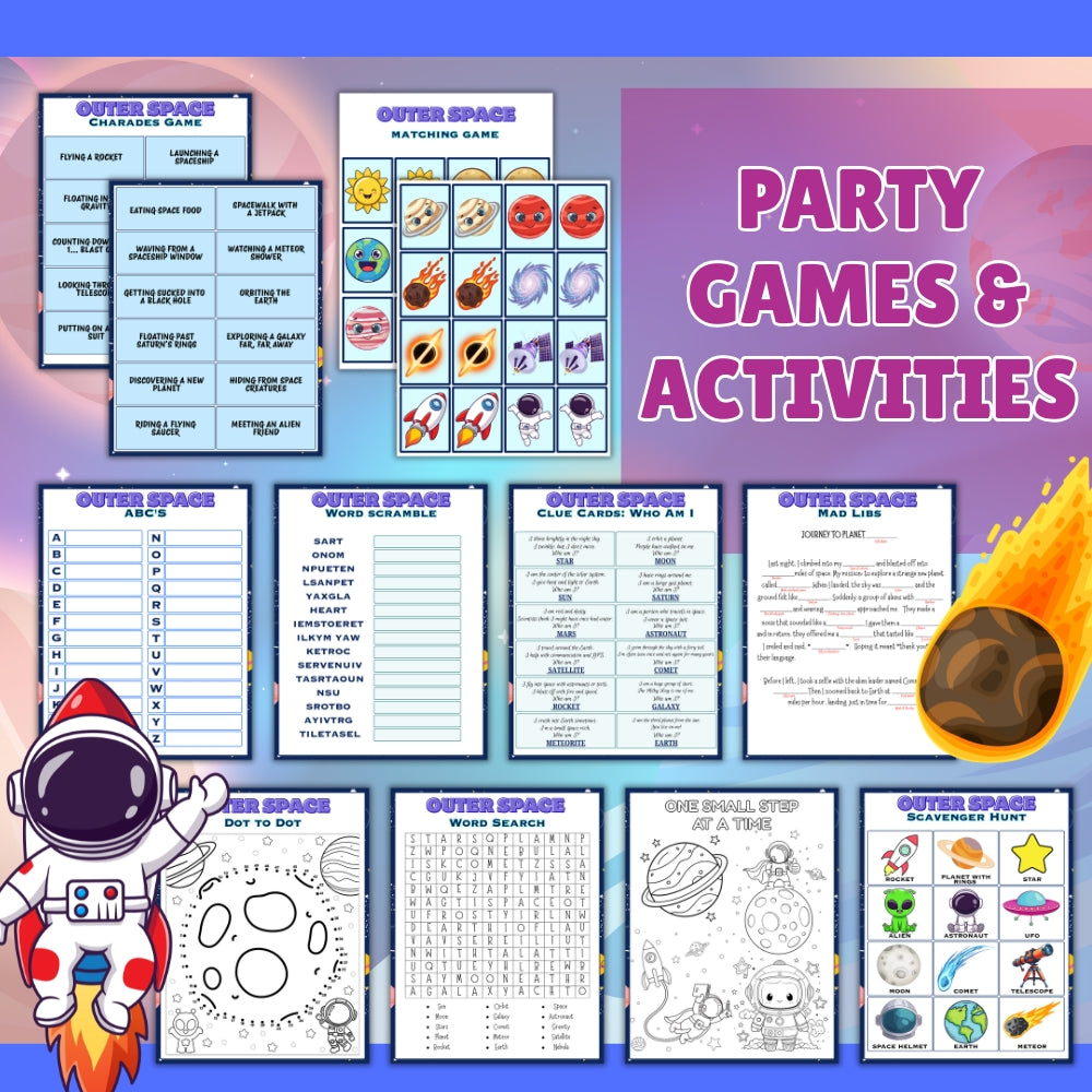 PLR Printable Outer Space Birthday Party Bundle