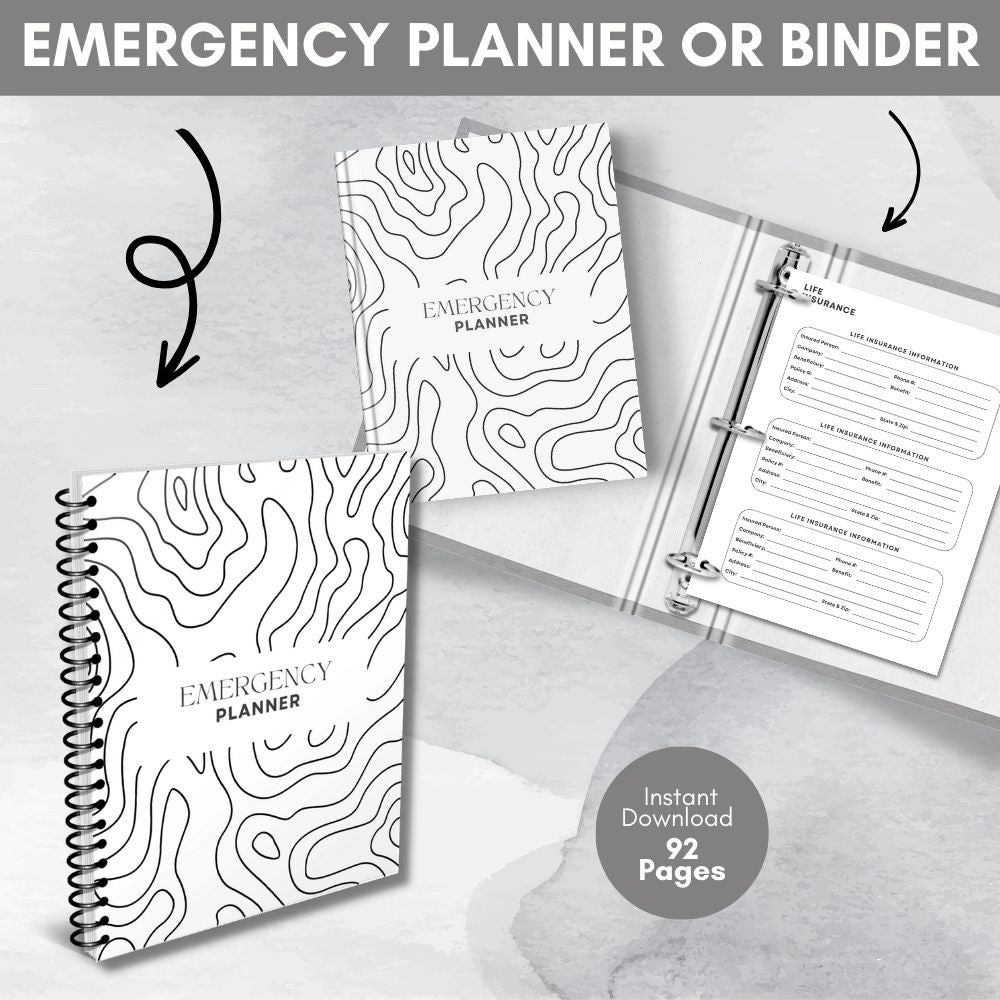 PLR Black & White Emergency Planner