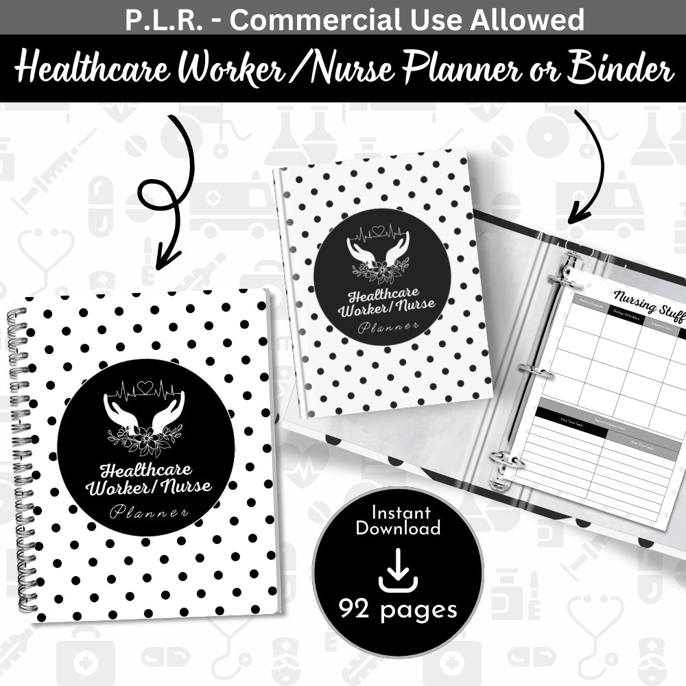 PLR Black and White Healthcare Worker/Nurse Planner