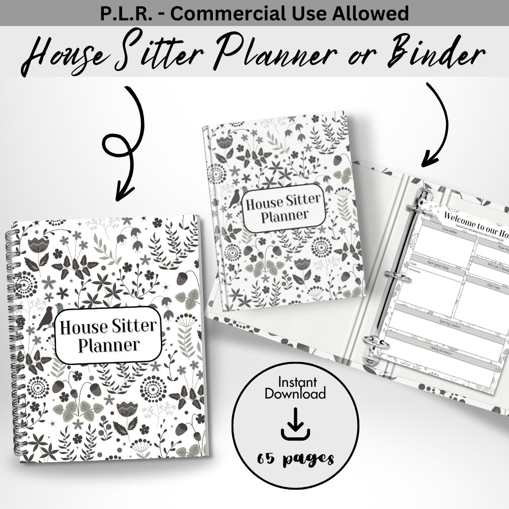 PLR Black and White House Sitter Planner – plr-printables-store