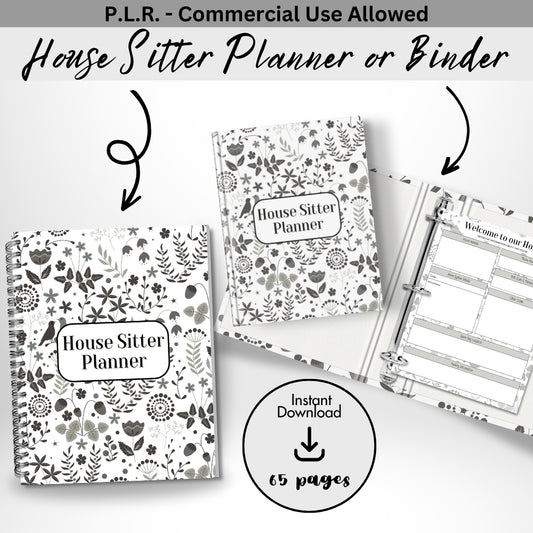 PLR Black and White House Sitter Planner