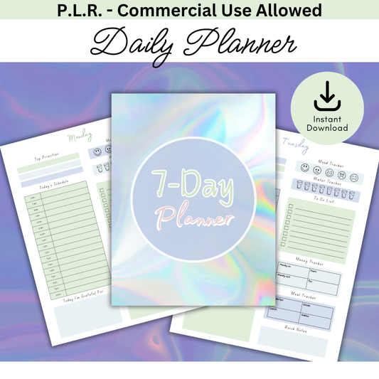 PLR Blue 7 Day Planner Pack