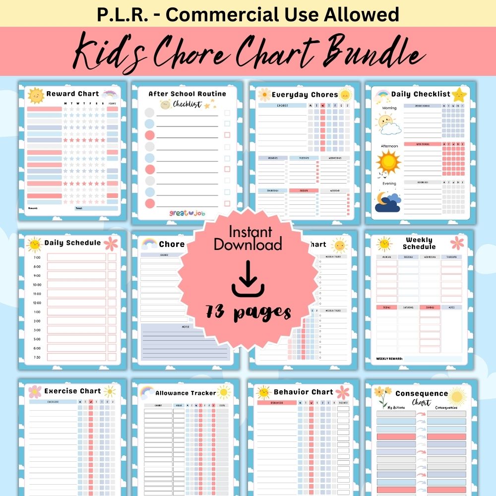 PLR Blue Kids Chore Chart – plr-printables-store