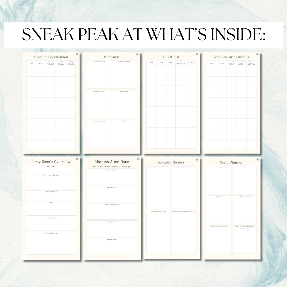 PLR Digital Bridesmaids and Groomsmen Party Planner