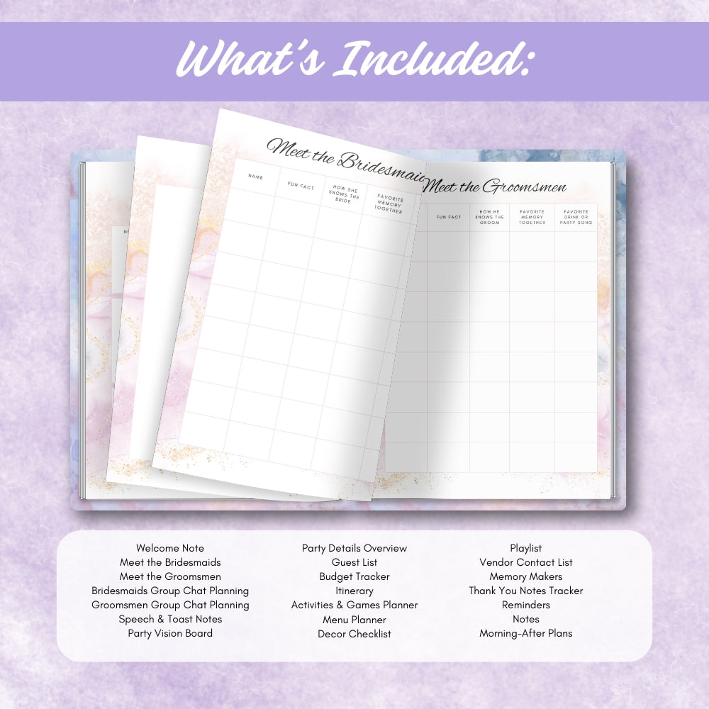 PLR Printable Bridesmaids and Groomsmen Party Planner