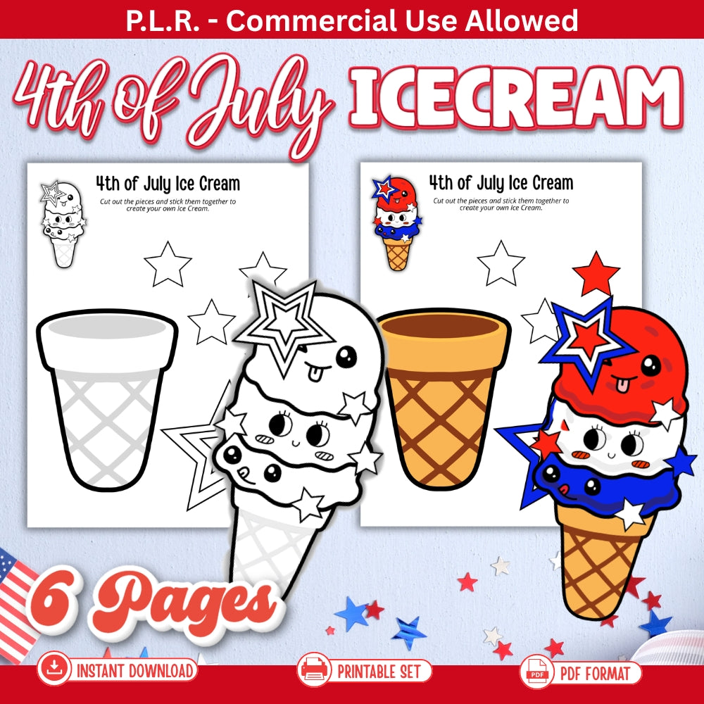 PLR Printable Build a 4th of July Ice Cream